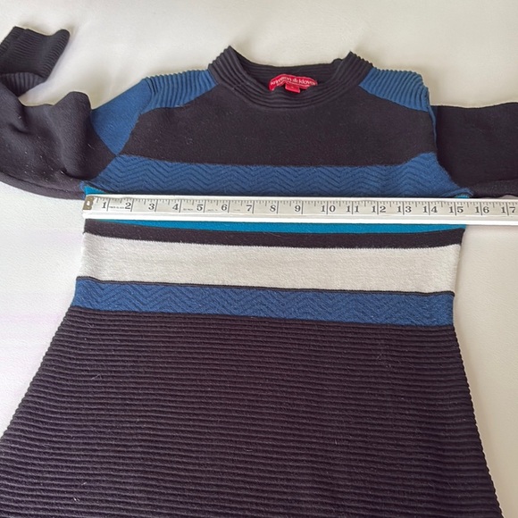 Krimson Klover Striped Sweater Dress in Black Blue Cream Zip Pocket Size Small - Picture 7 of 9